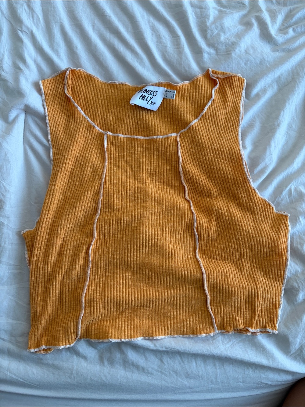 Princess Polly Orange Ribbed Crop Tank